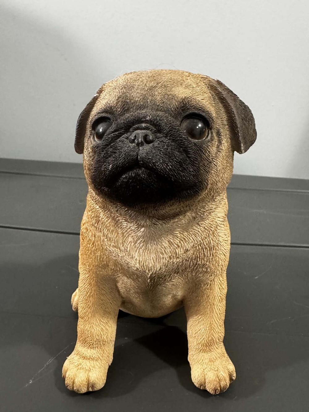 Brown and Black Pug Dog Figurine - Decorative Pet Statue